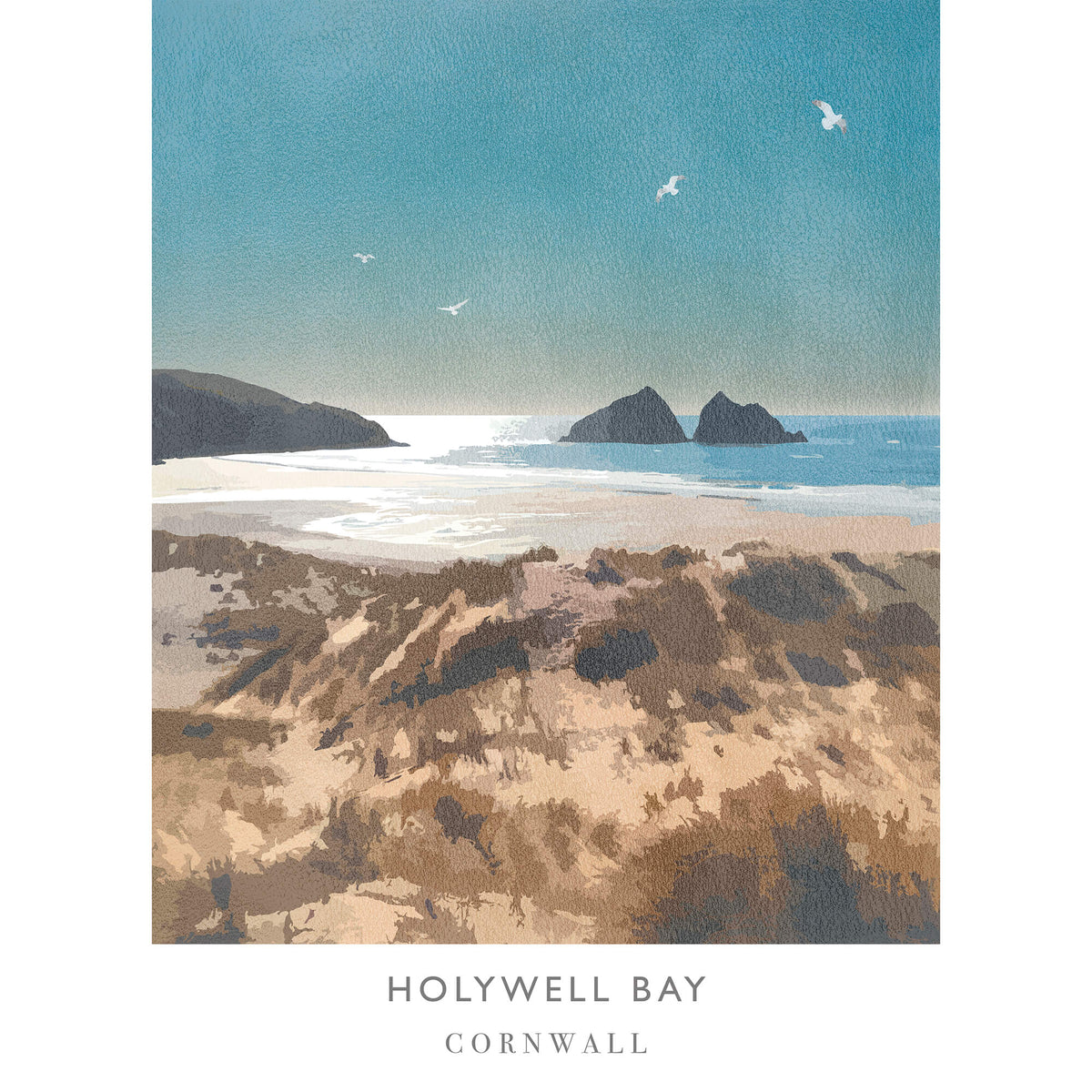 WF172P Holywell Bay Sunset Art Print
