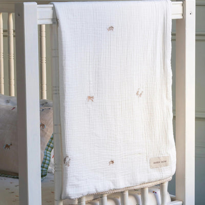 Little Farm Embroidered Muslin Blanket - Whistlefish