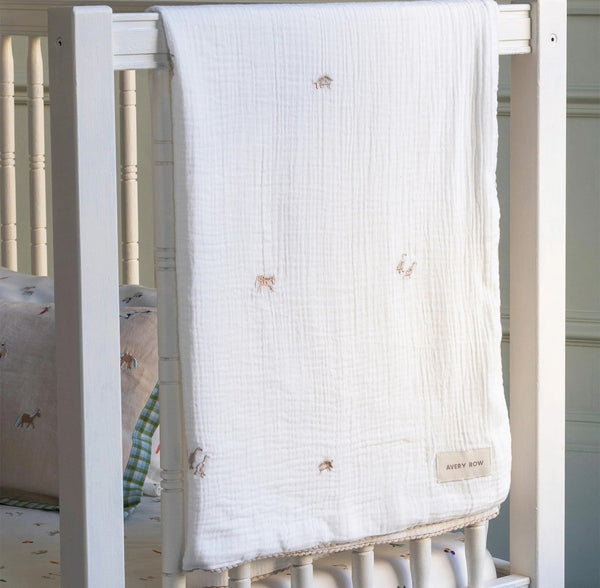 Little Farm Embroidered Muslin Blanket - Whistlefish