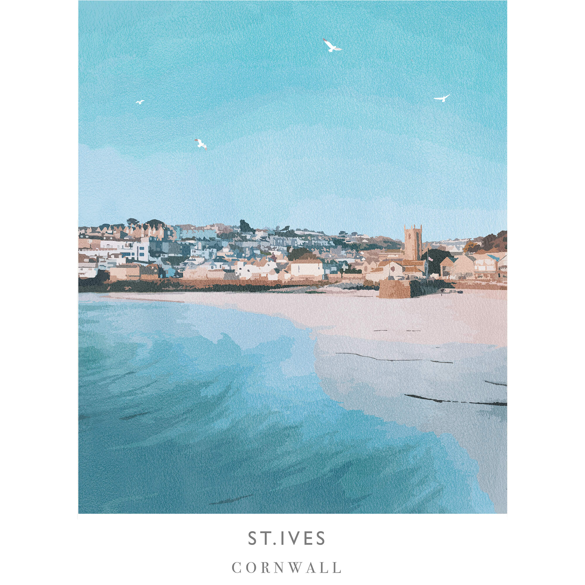 WF338P Incoming Tide St Ives Art Print