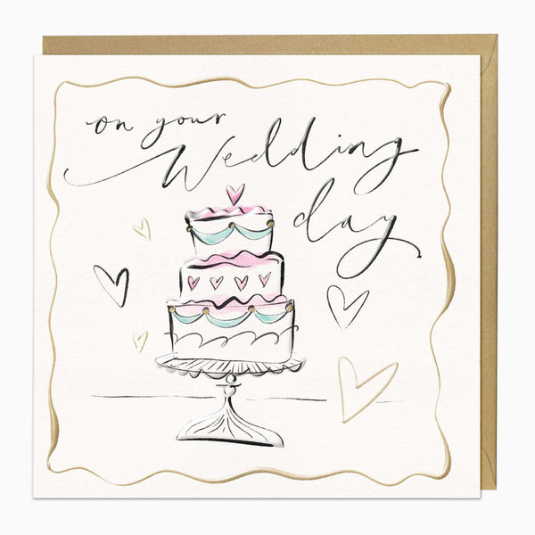 Greeting Card-G345 - Inky Cake Wedding Card-Whistlefish