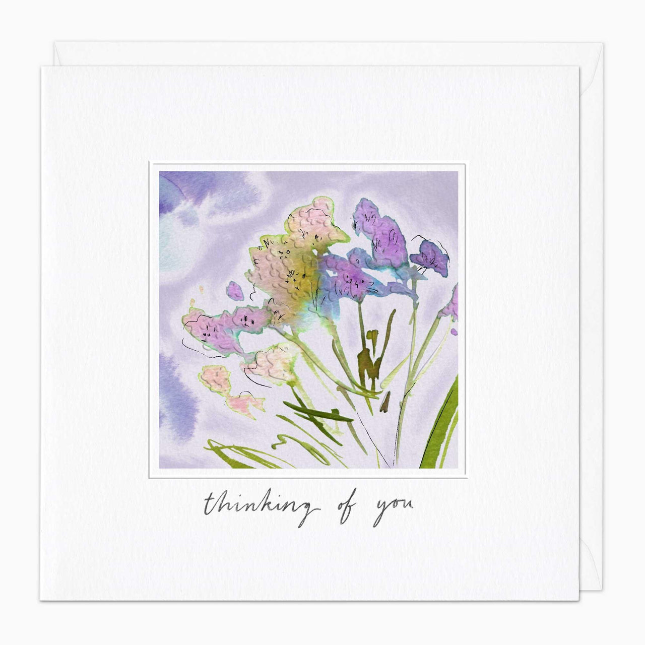 Greeting Card-G194 - Inky Lilac Floral Thinking of You Card-Whistlefish