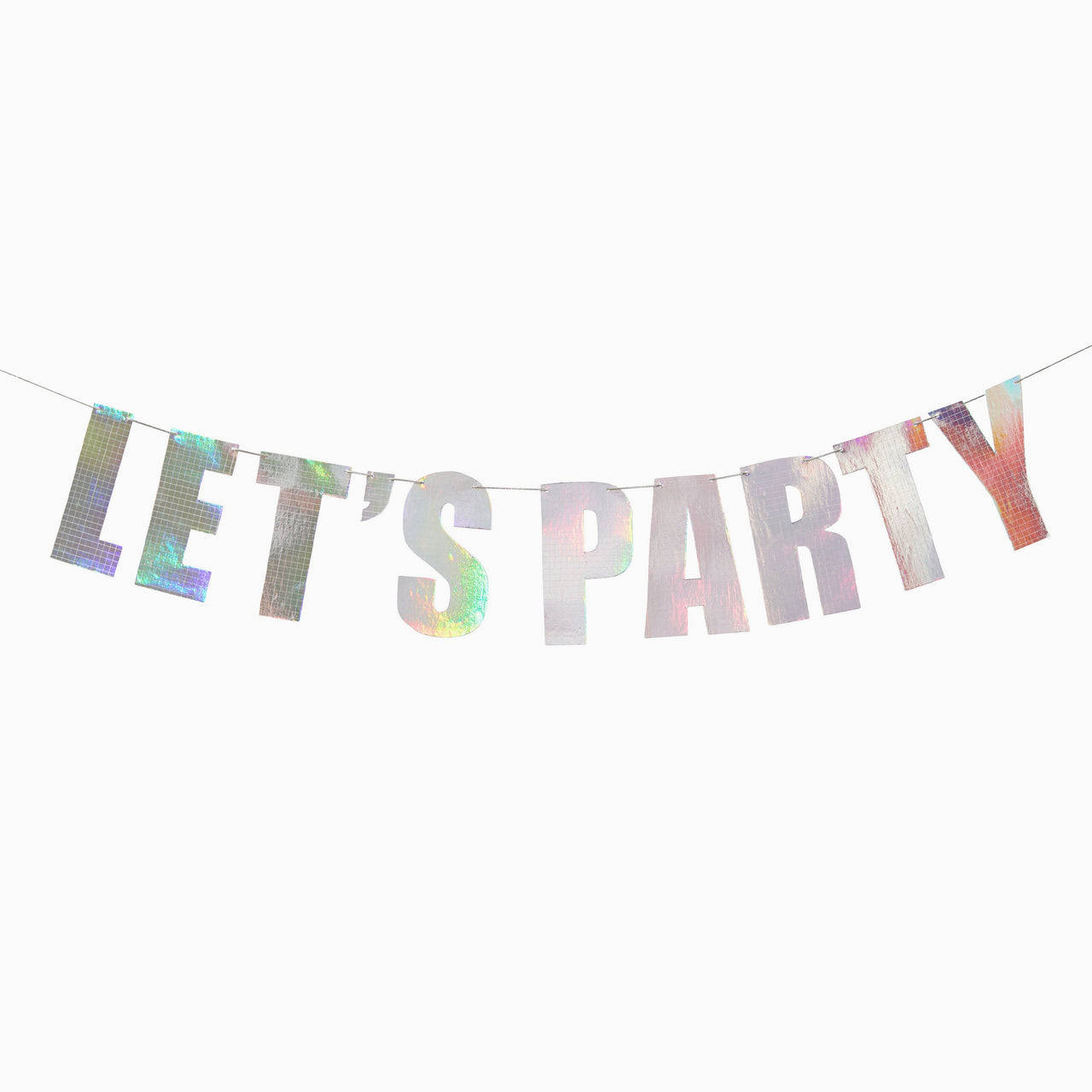 Banner-HBDP100 - Iridescent Lets Party Card Banner-Hootyballoo