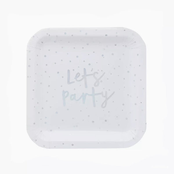 Paper Plates-HBMM143 - Iridescent Let's Party Paper Plates-Hootyballoo
