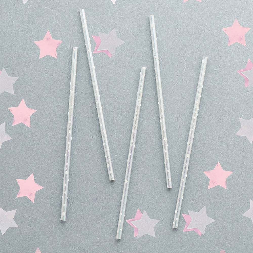 Straws-HBMM147 - Iridescent Spotted Paper Straws-Hootyballoo