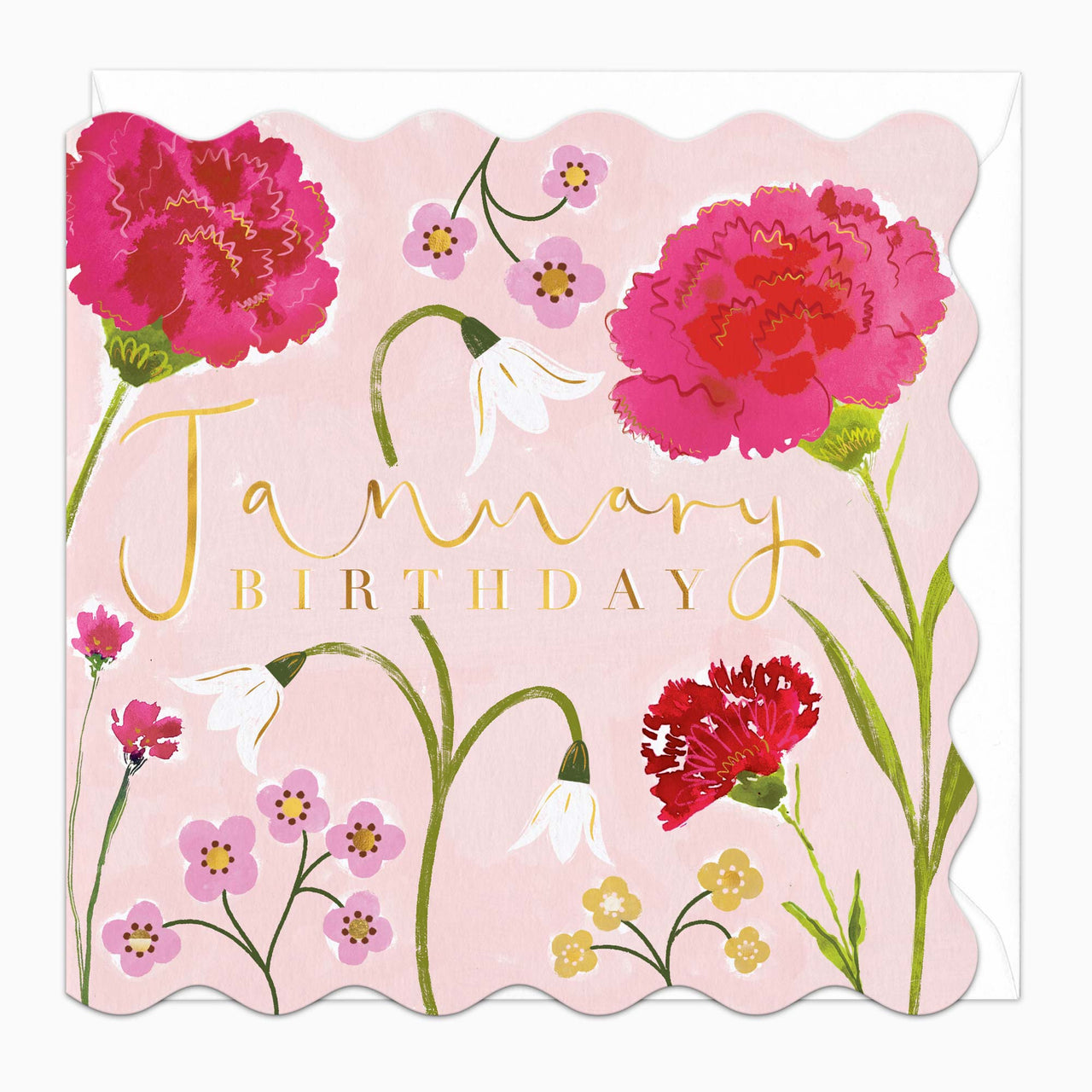 Greeting Card-H014 - January Floral Birthday Card-Whistlefish