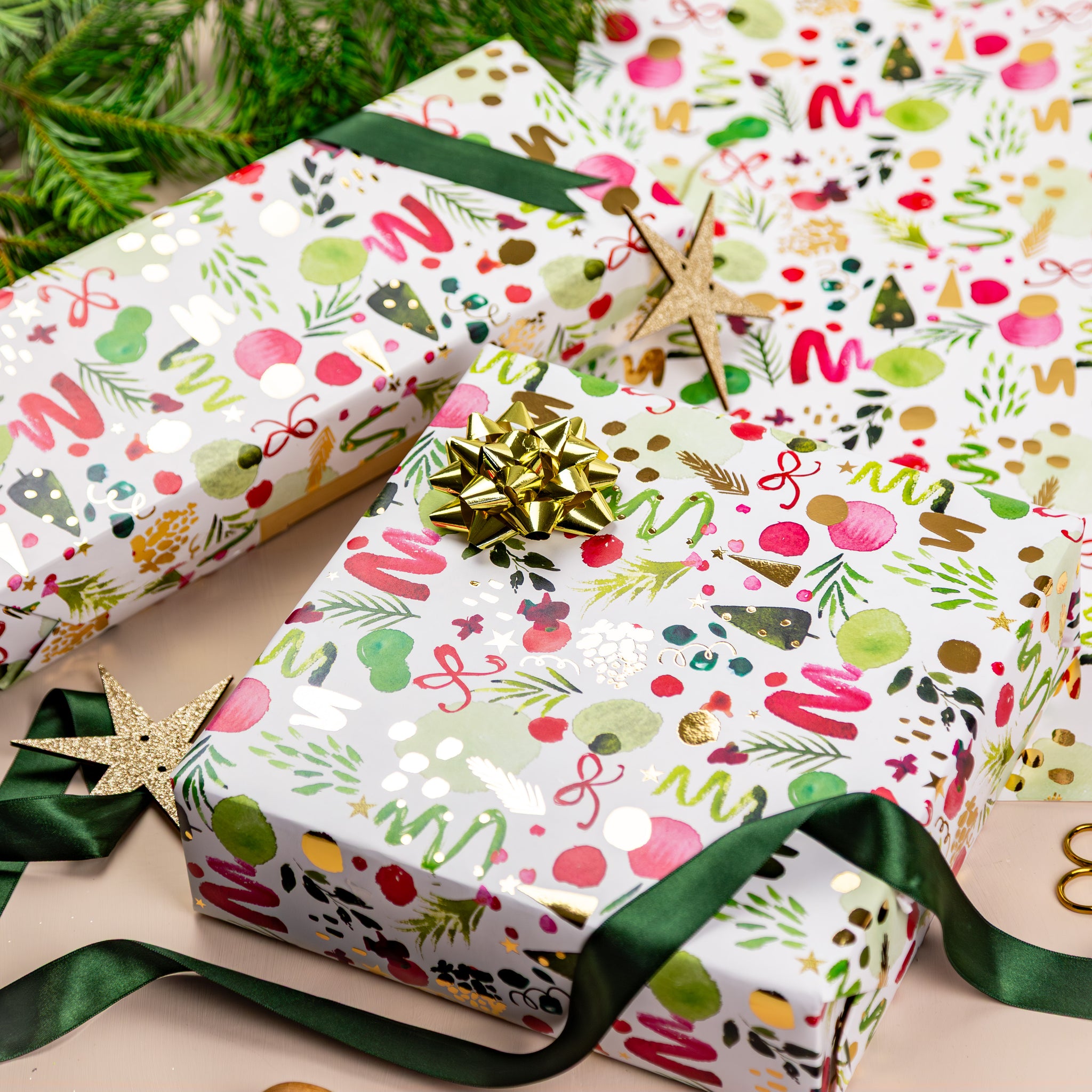 FCWP005 - Merry And Bright Foiled Wrapping Paper
