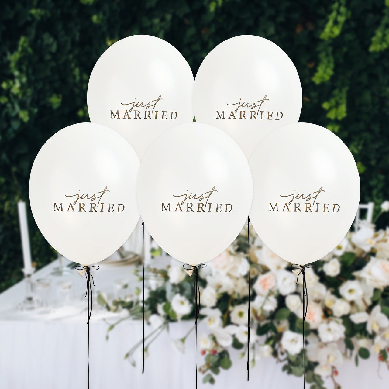 Balloons-HBMW104 - Just Married 12" Balloons-Hootyballoo