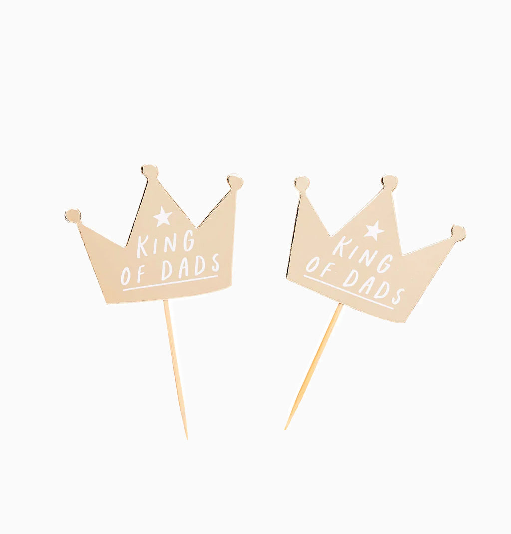 Food Picks-HBBD105 - 'King Of Dads' Crown Food Picks 12pcs-HootyBalloo