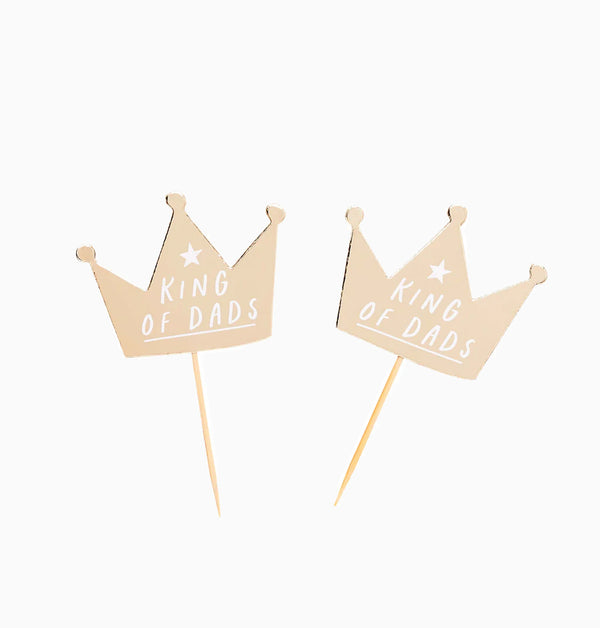 Food Picks-HBBD105 - 'King Of Dads' Crown Food Picks 12pcs-HootyBalloo