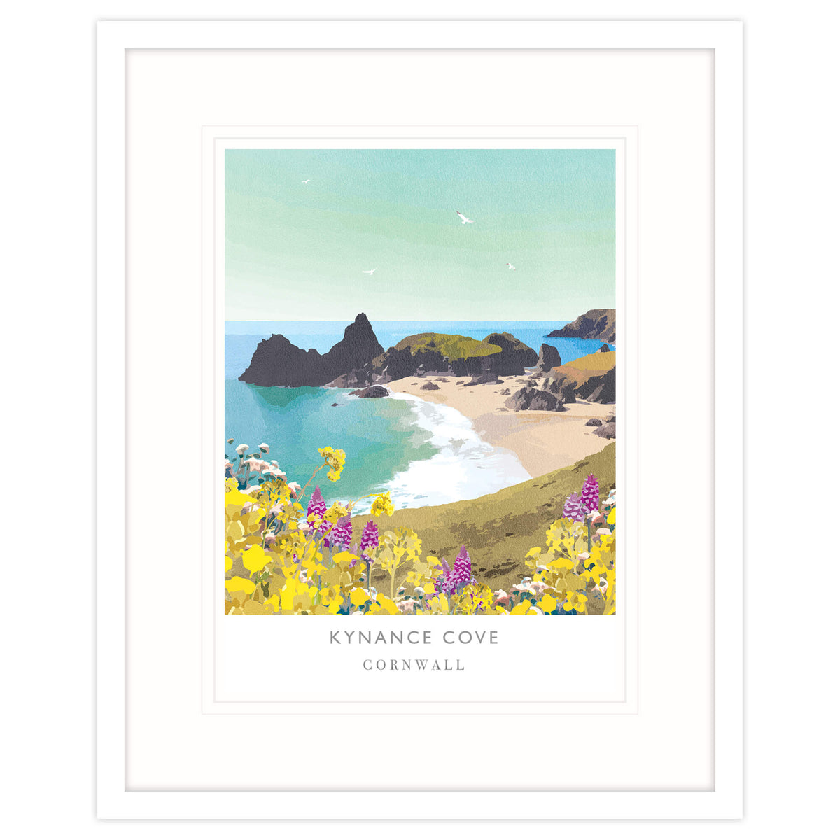 WF216F Kynance Cove Beach Framed Print