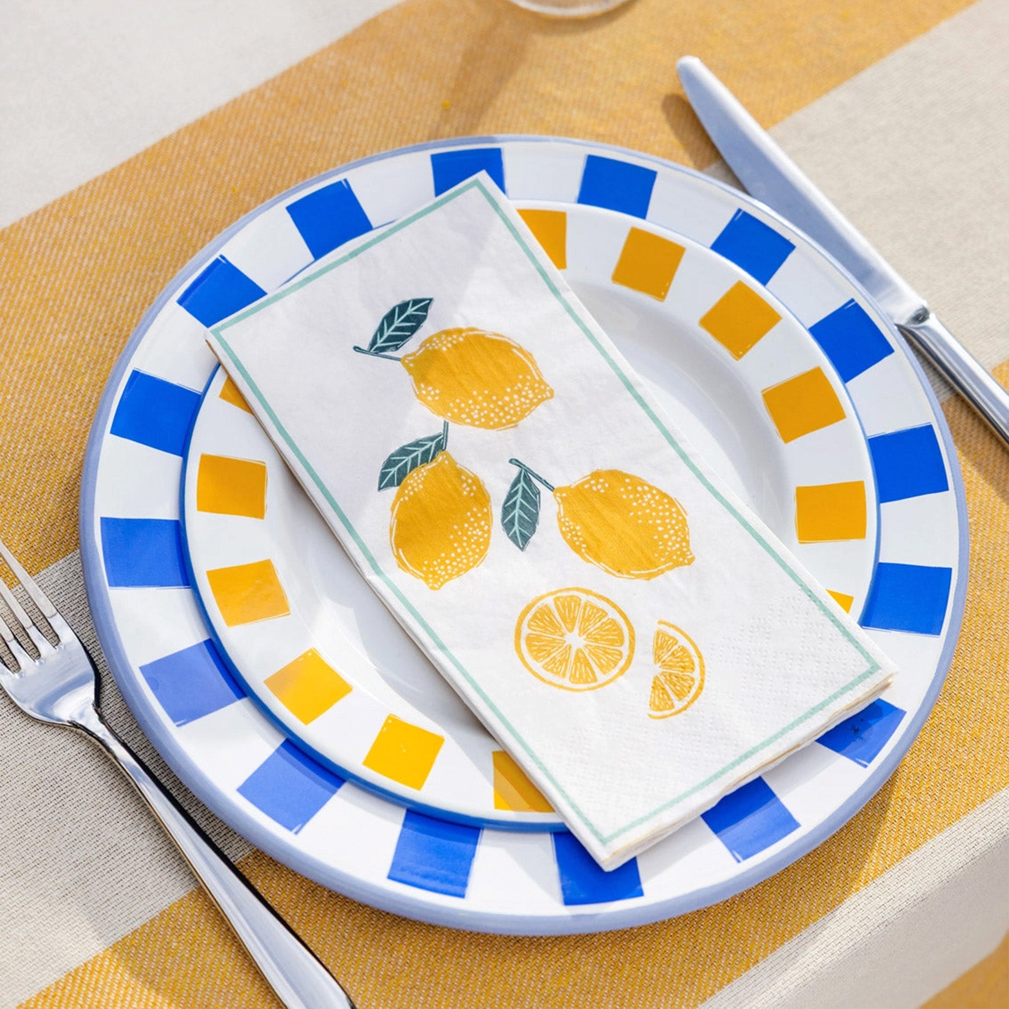 Paper Napkins-LONGNAP-LEM - Lemon Paper Napkins 16 Pack-Talking Tables
