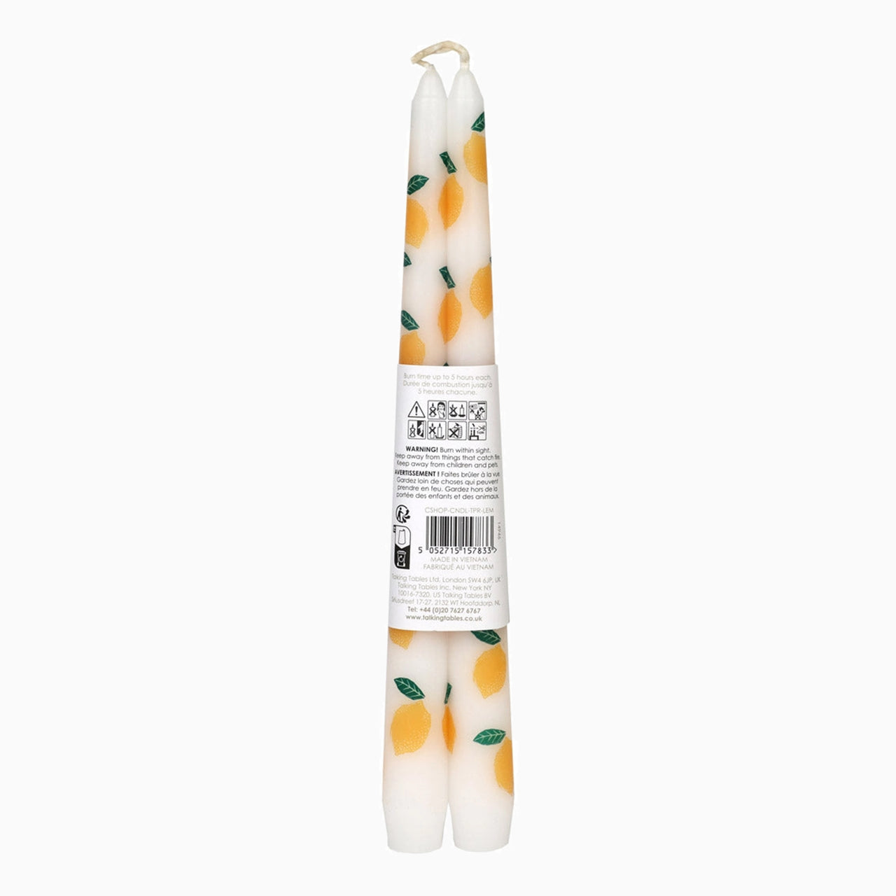 Candle Set-CNDL-LEM - Lemon Taper Dinner Candles 2 Pack-Talking Tables