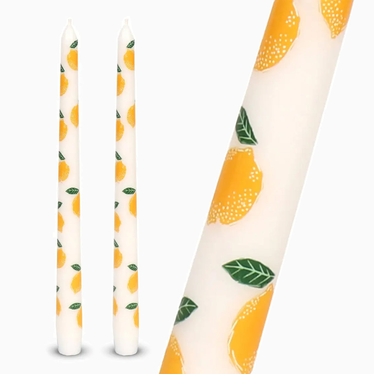 Candle Set-CNDL-LEM - Lemon Taper Dinner Candles 2 Pack-Talking Tables