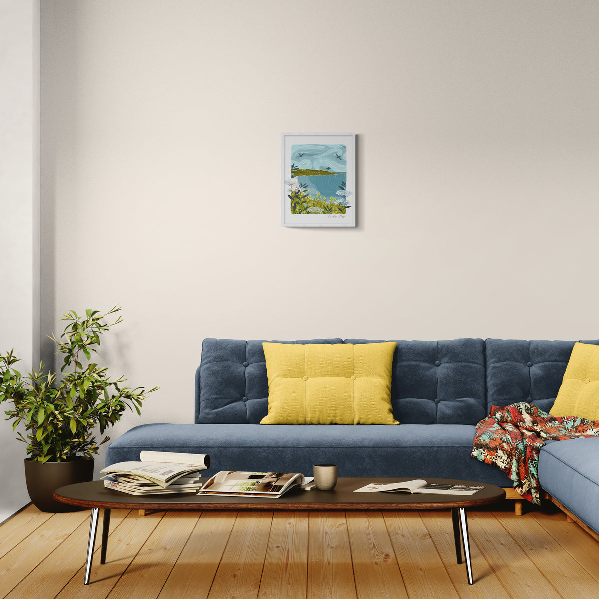 Carbis Bay Lino Framed Print - Whistlefish