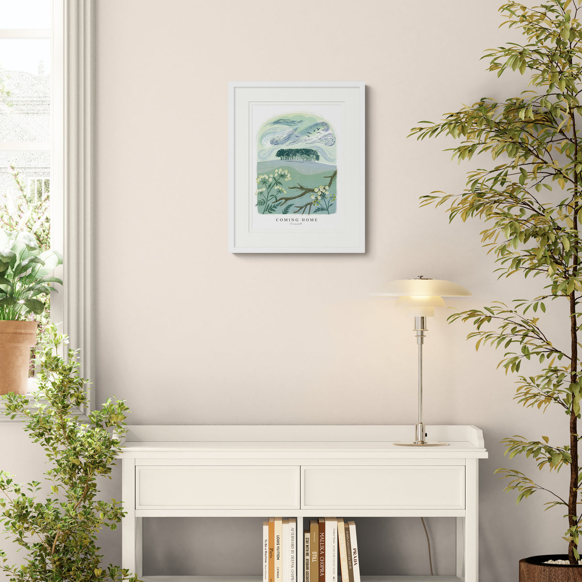 WF1222F - Coming Home Lino Small Framed Print