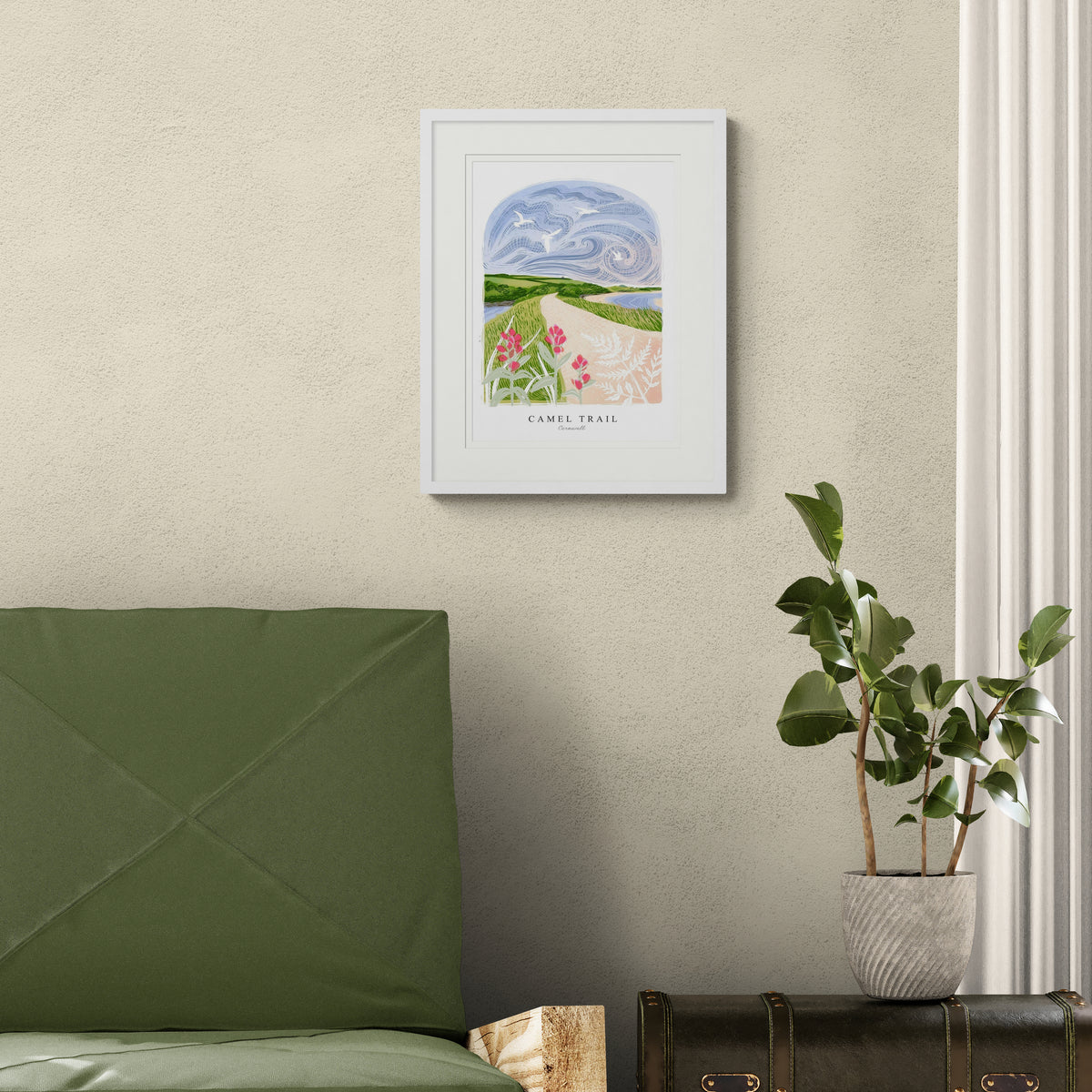 Camel Trail Lino Small Framed Print - Whistlefish