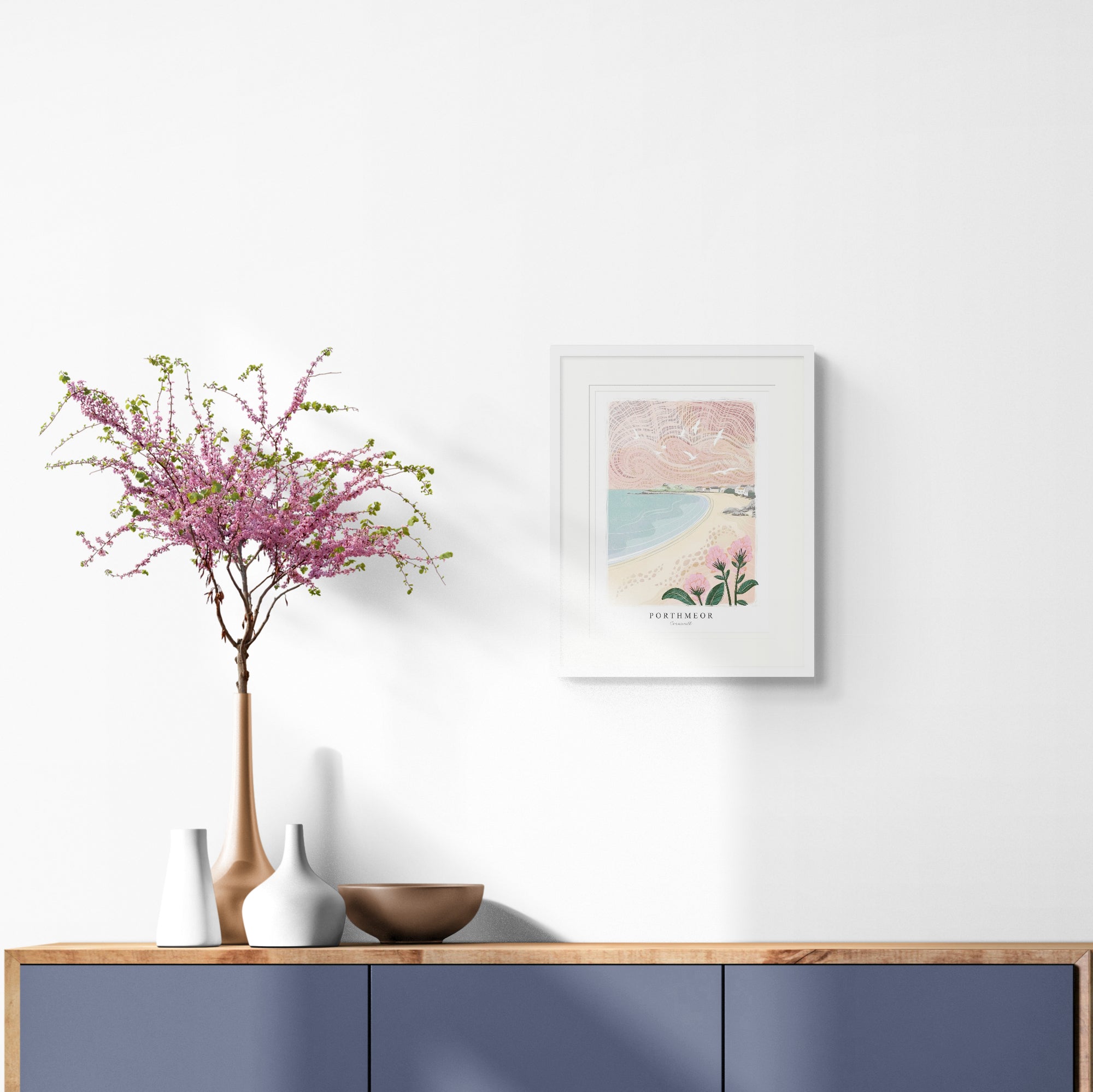 Porthmeor Lino Small Framed Print - Whistlefish