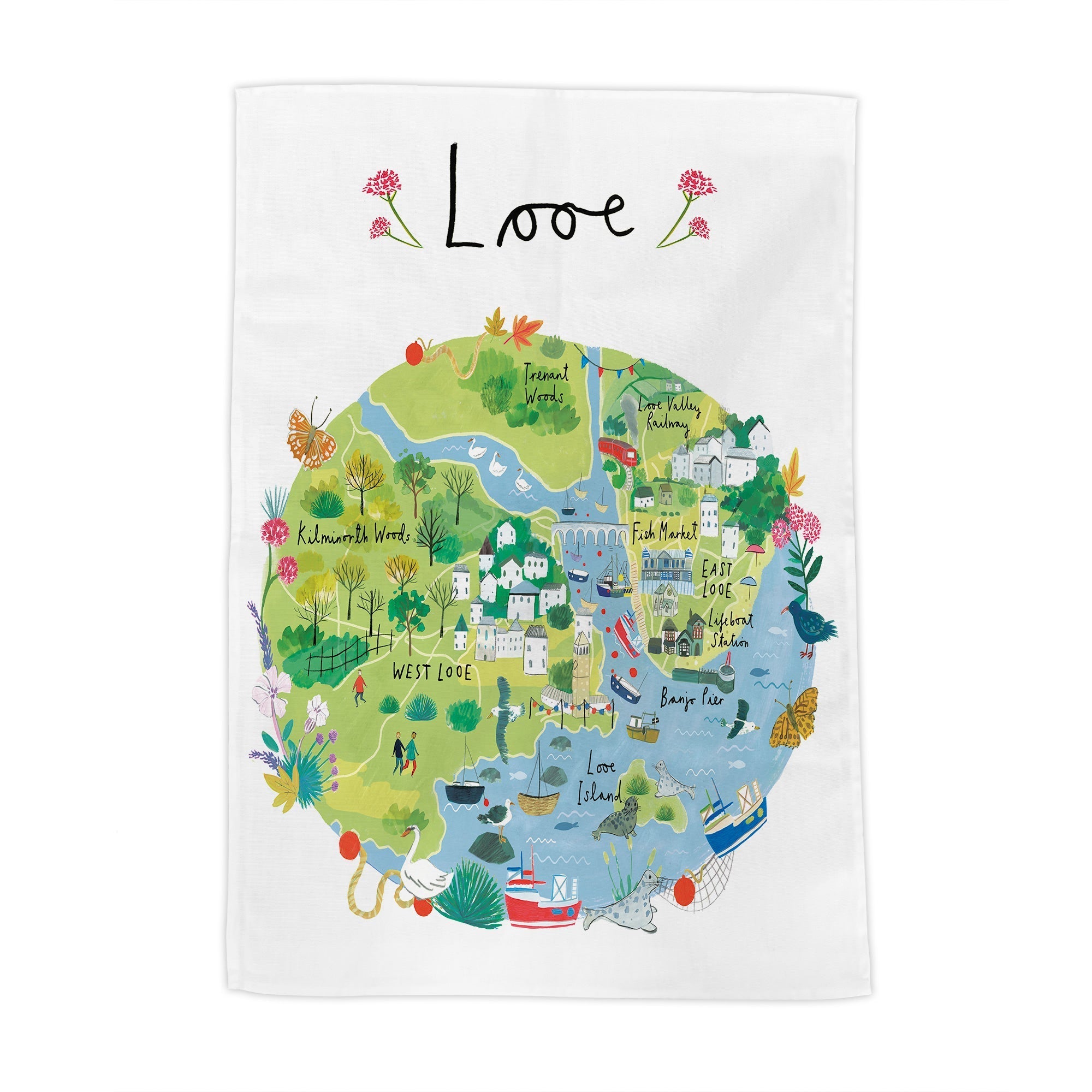 CR07TT Looe Map Tea Towel