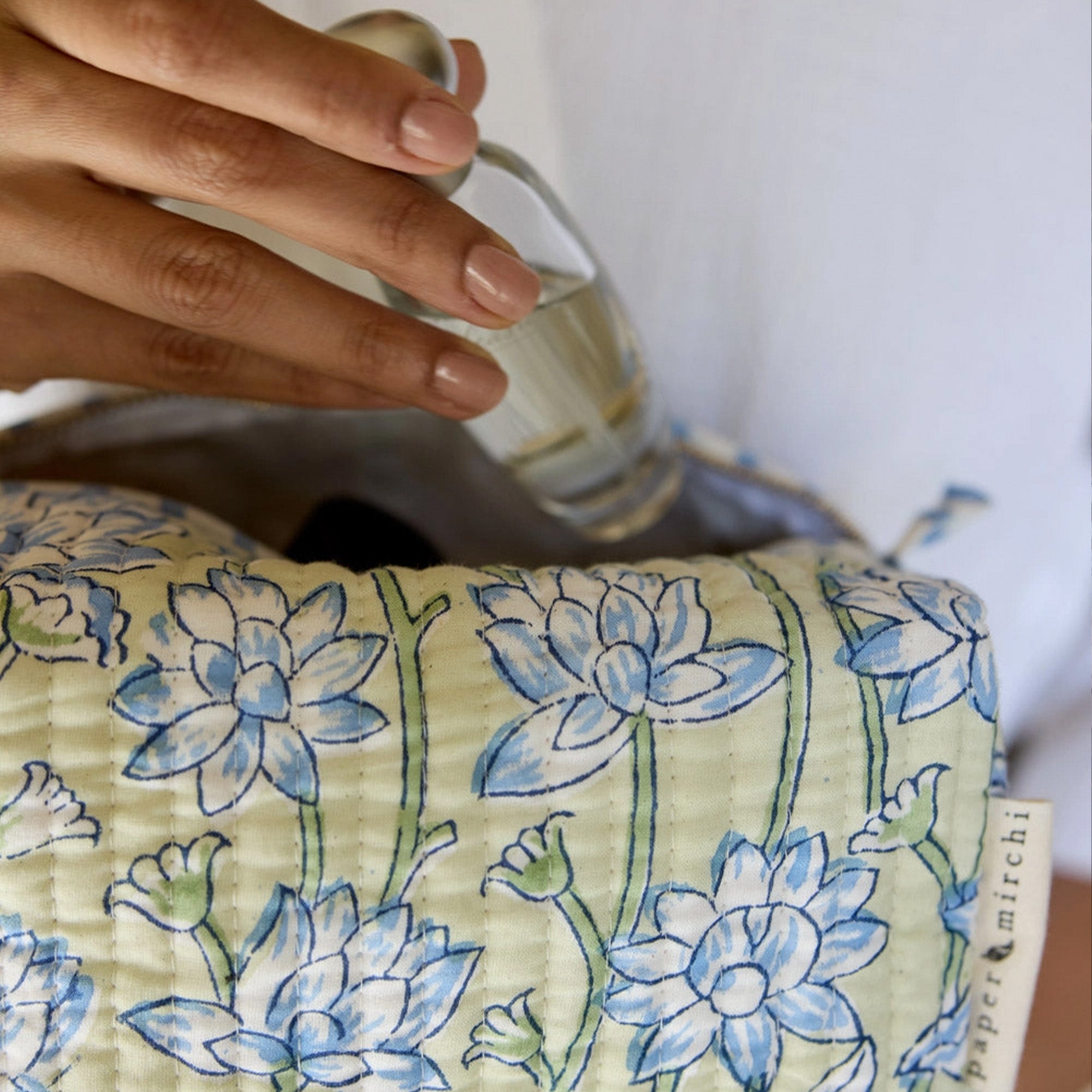 Cosmetic Bag-TOILBP05 - Lotus Indigo Medium Cosmetic Bag-Paper Mirchi