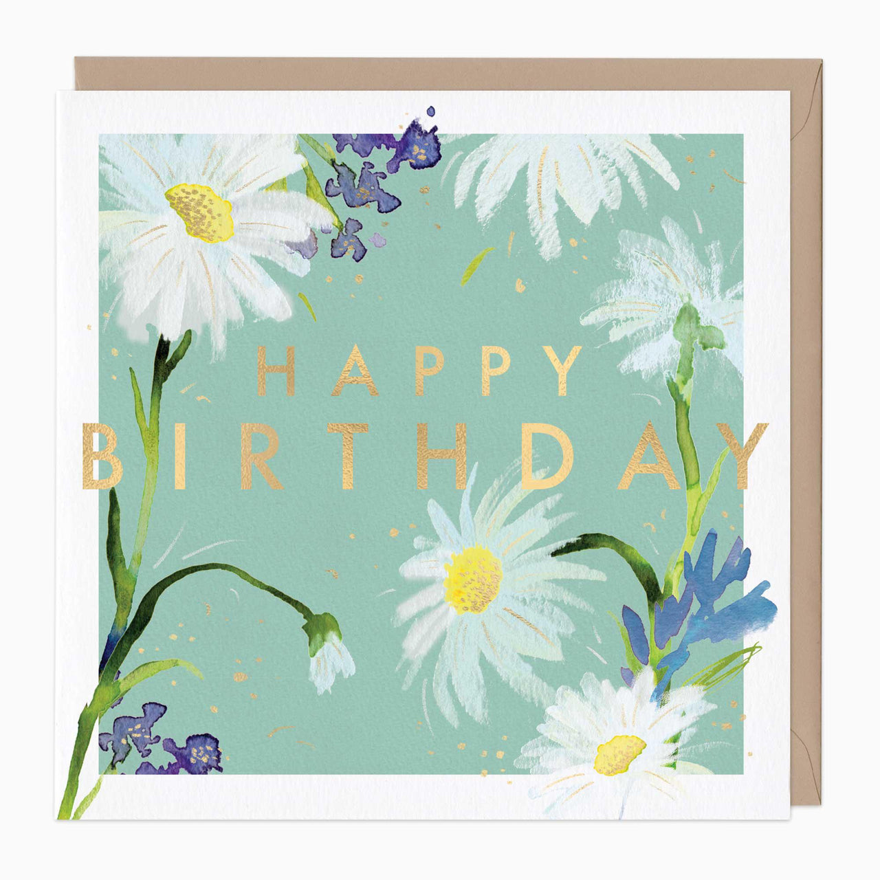 Greeting Card-F449 - Messy Daisies Watercolour Birthday Card-Whistlefish
