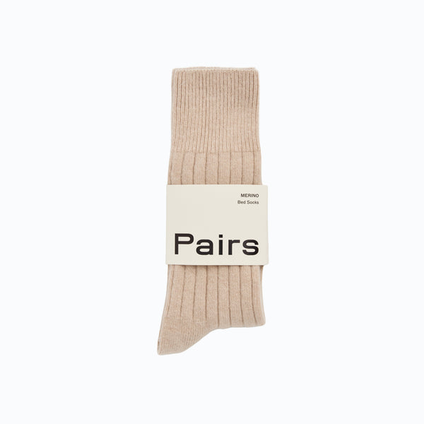 Socks-BEDWOLFAWNS25 - Milky Tea Beige Merino Bed Socks-Pairs Socks