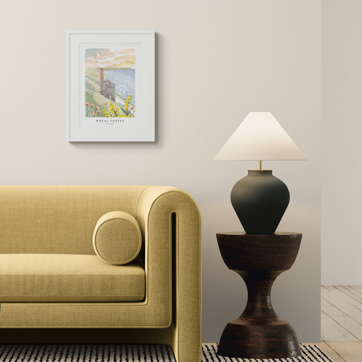 WF1223F - Wheal Coates Lino Small Framed Print