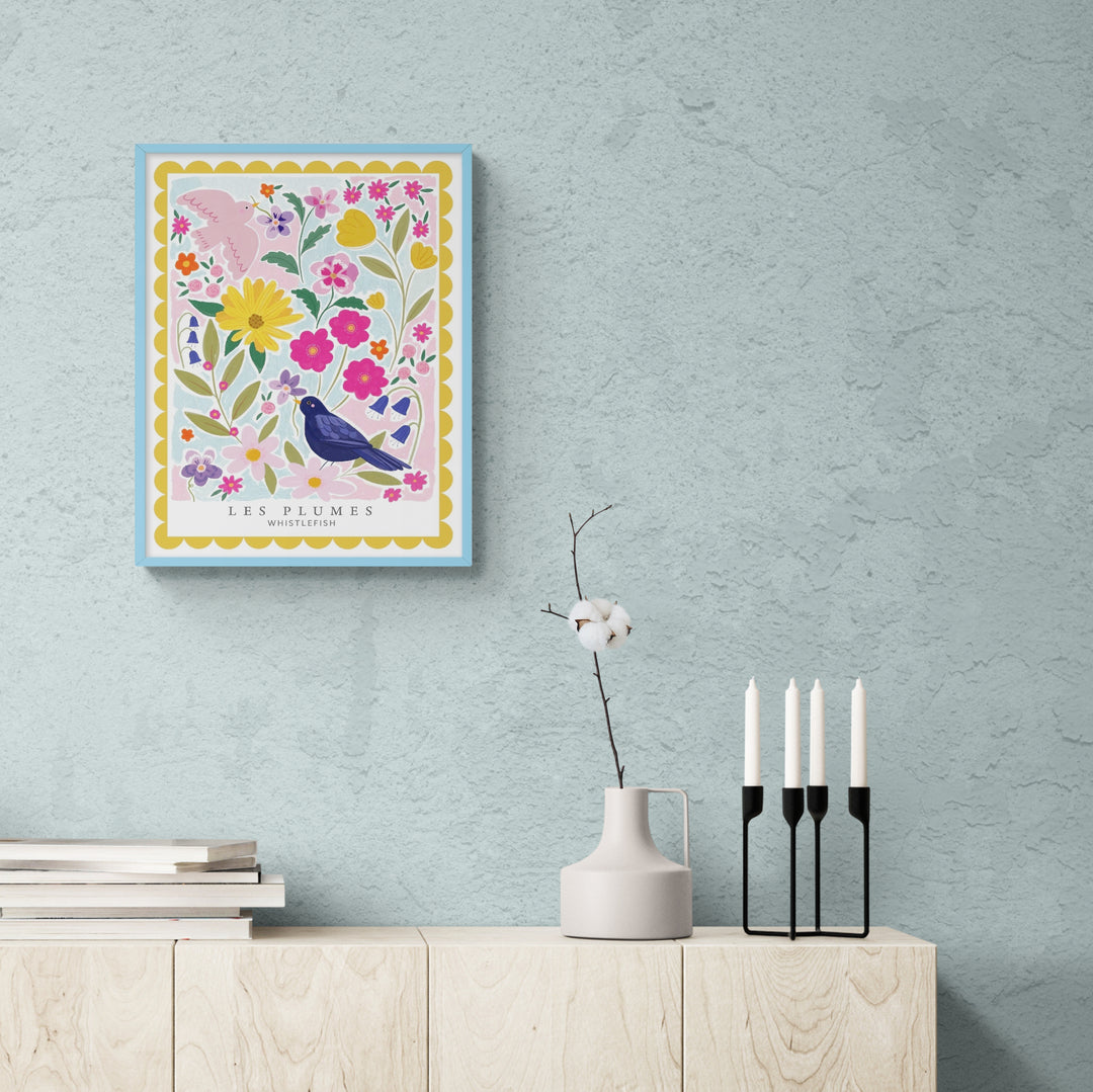 Les Blu Plumes Framed Print - Whistlefish