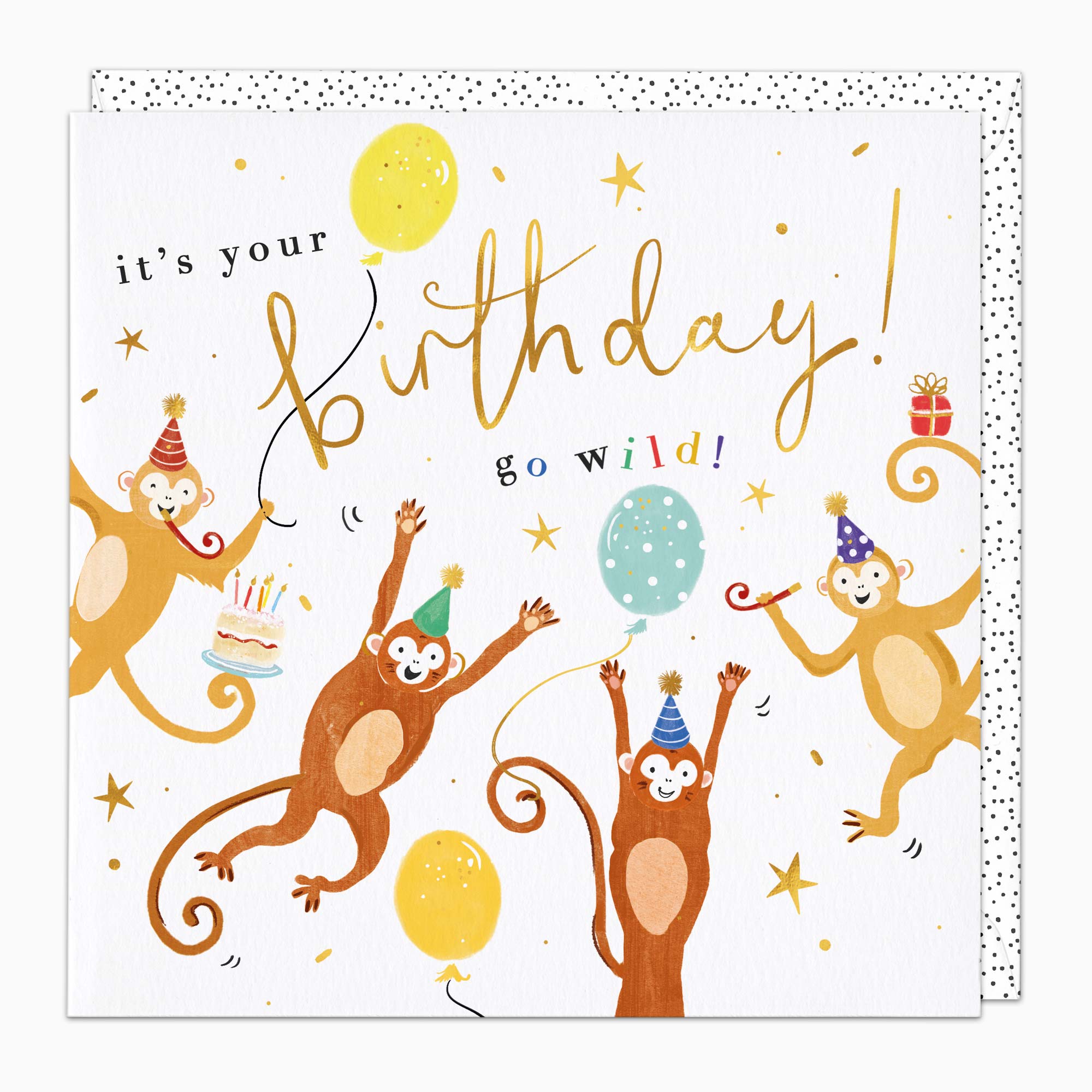 Greeting Card-H246 - Monkey's Go Wild Birthday Card-Whistlefish