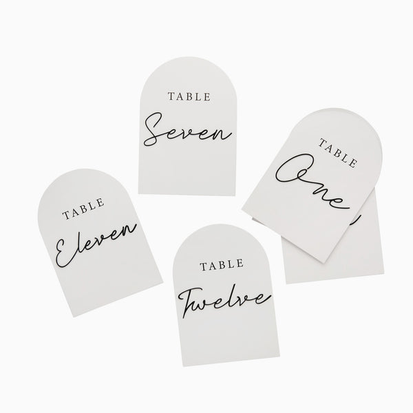 Table Numbers-HBMW112 - Monochrome Arch Card Table Numbers-Hootyballoo
