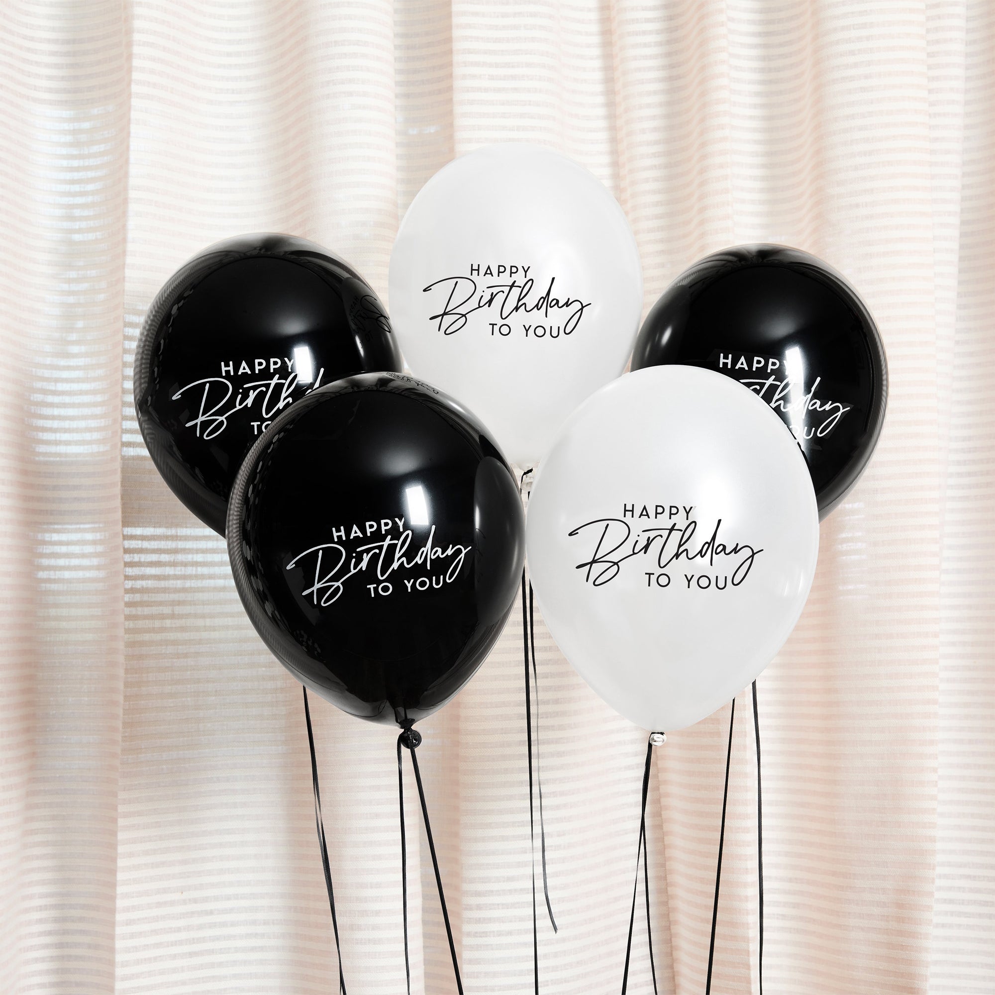 Balloons-HBMP120 - Monochrome Happy Birthday 12" Balloons-Hootyballoo