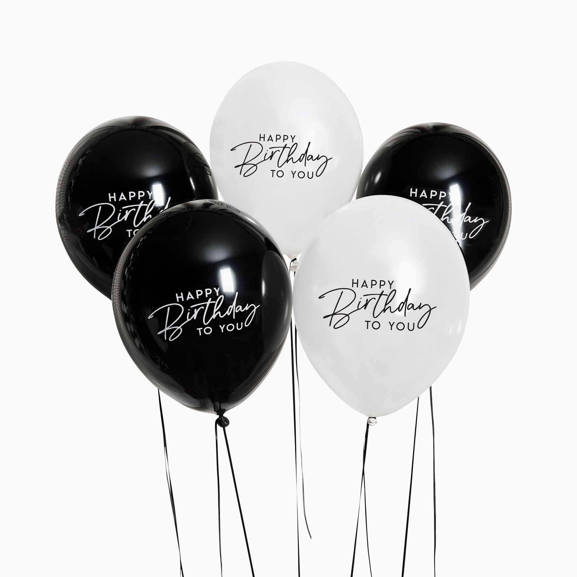Balloons-HBMP120 - Monochrome Happy Birthday 12" Balloons-Hootyballoo
