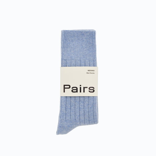 Socks-BEDWOLPBLL25 - Morning Blue Merino Bed Socks-Pairs Socks