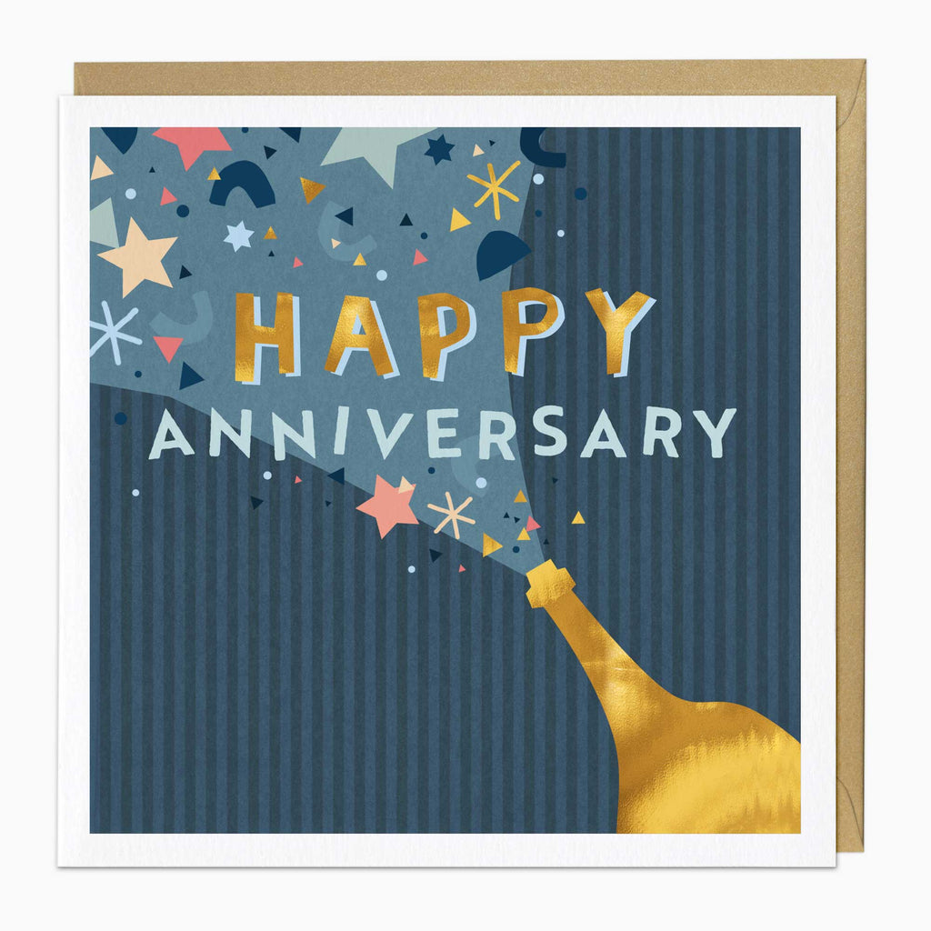 Greeting Card-E550 - Navy And Gold Anniversary Card-Whistlefish