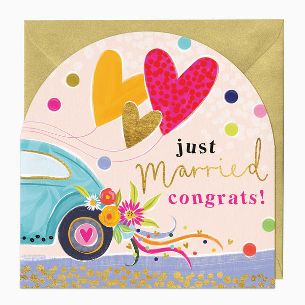 Greeting Card-F438 - Neon Just Married Arch Card-Whistlefish