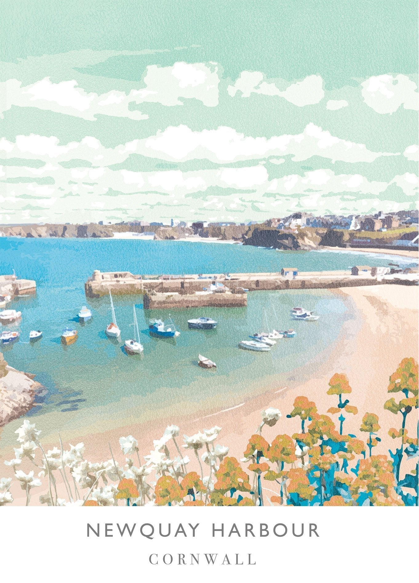 WF77P Newquay Harbour Art Print