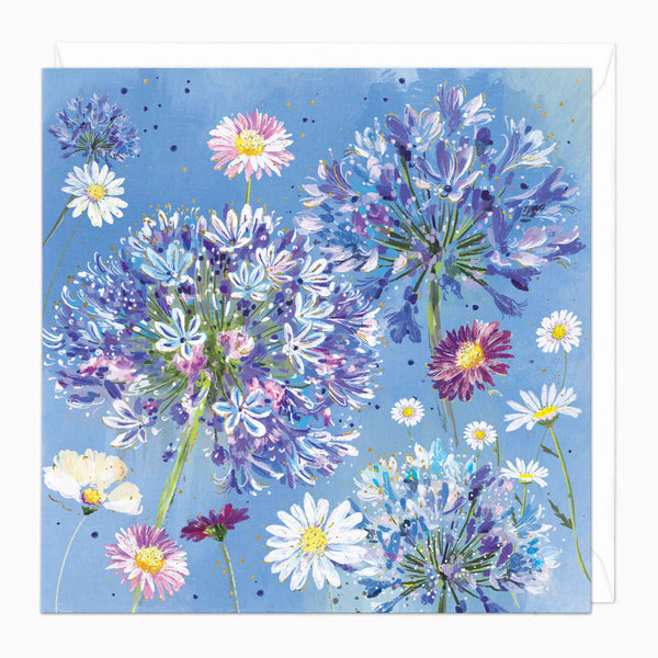 Ocean Blue Floral Art Card - Whistlefish