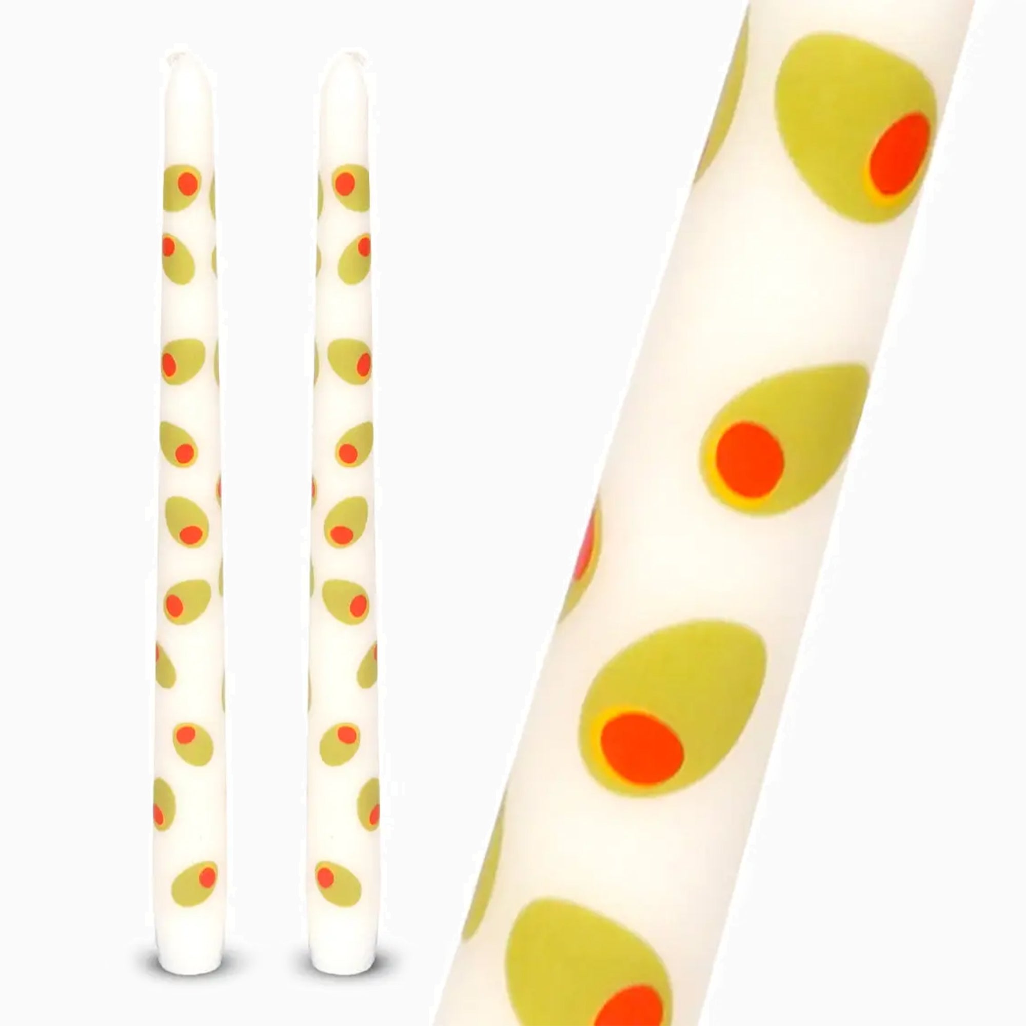 Candle Set-CNDL-OLIVE - Olive Taper Dinner Candles 2 Pack-Talking Tables
