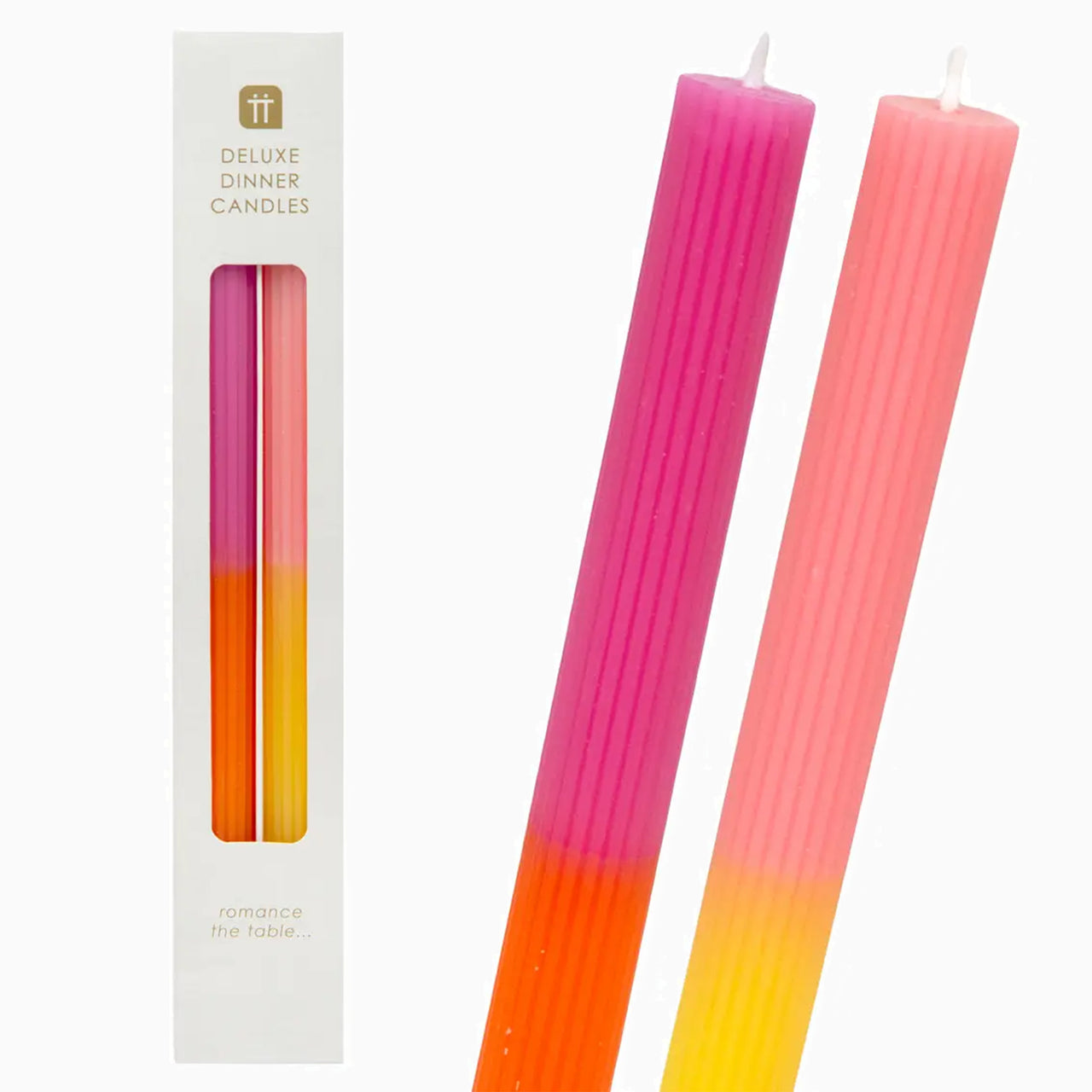 Dinner Candles-CNDL-2TONE-P - Ombre Pink Dinner Candles 2 Pack-Talking Tables