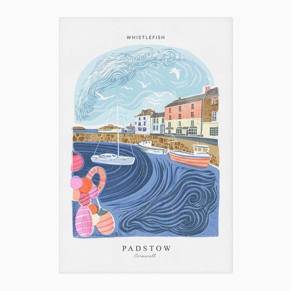 Tea Towel-WTT245 - Padstow Arched Lino Tea Towel-Whistlefish