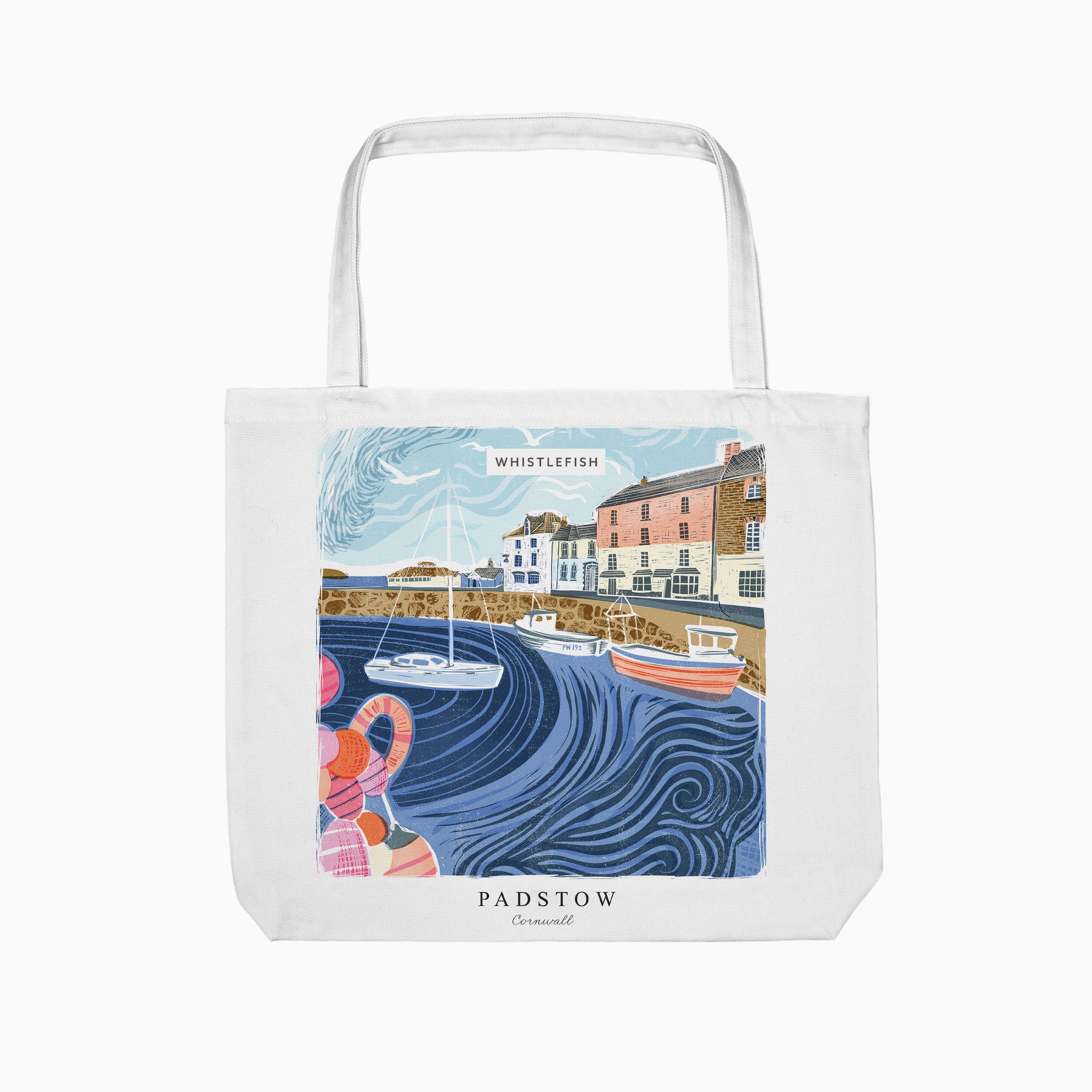 Tote Bag-WTB57 - Padstow Cornish Lino Tote Bag-Whistlefish