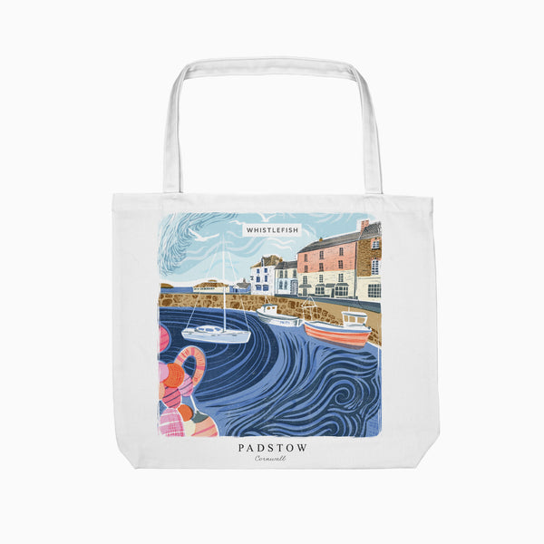 Tote Bag-WTB57 - Padstow Cornish Lino Tote Bag-Whistlefish