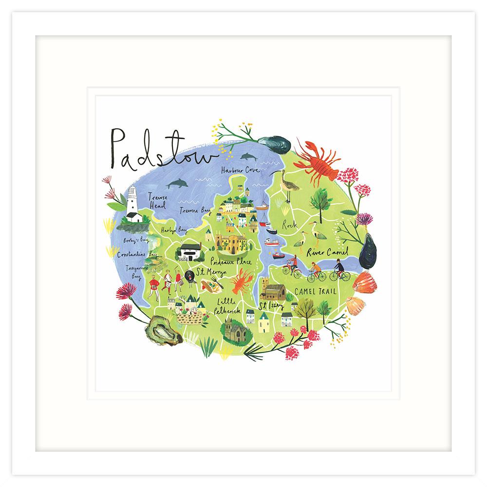 Framed Print-RC03F - Padstow Map Framed Print-Whistlefish