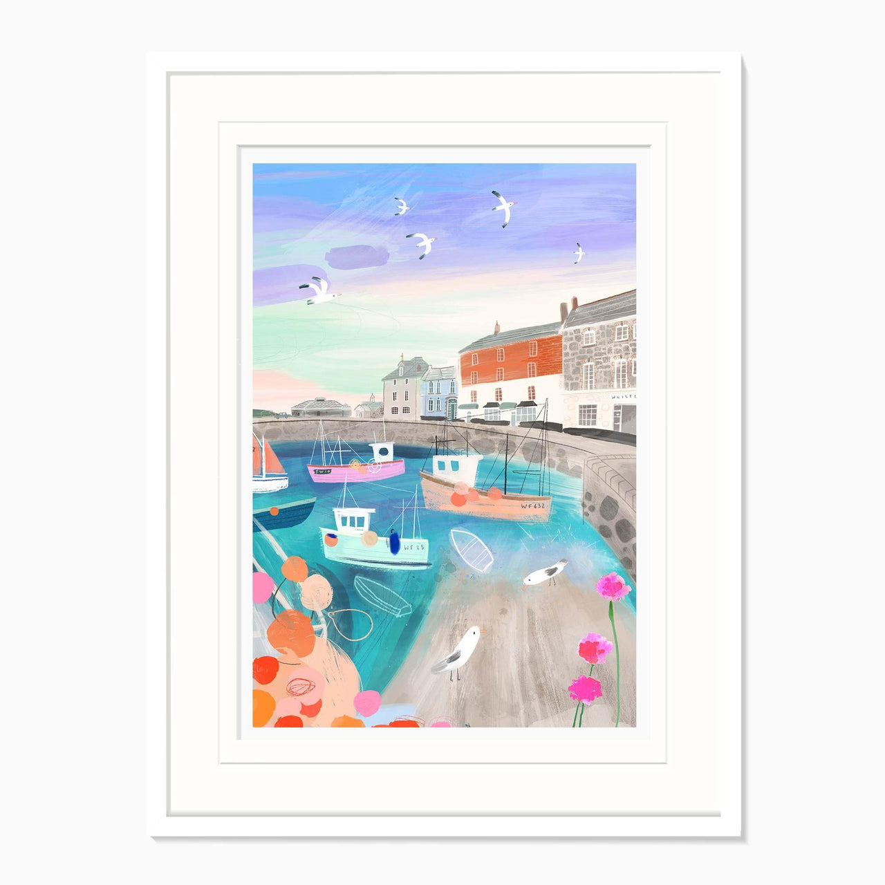 Framed Print-WF1156F - Padstow Pastel Framed Print-Whistlefish
