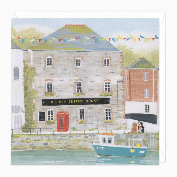 Greeting Card-E435 - Padstow Phone Box Art Card-Hannah Cole