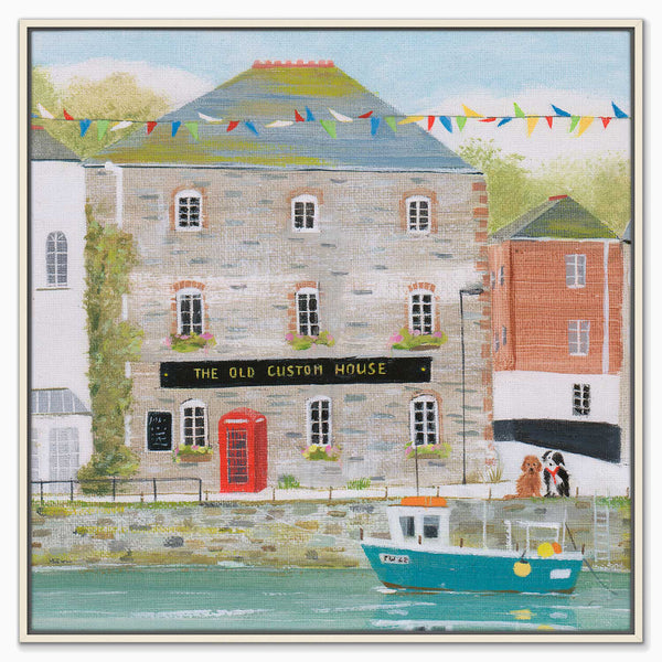 Canvas-HCC309F - Padstow Phone Box Framed Canvas-Hannah Cole