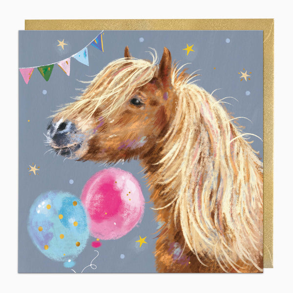 Greeting Card-H039 - Party Horse Birthday Card-Whistlefish