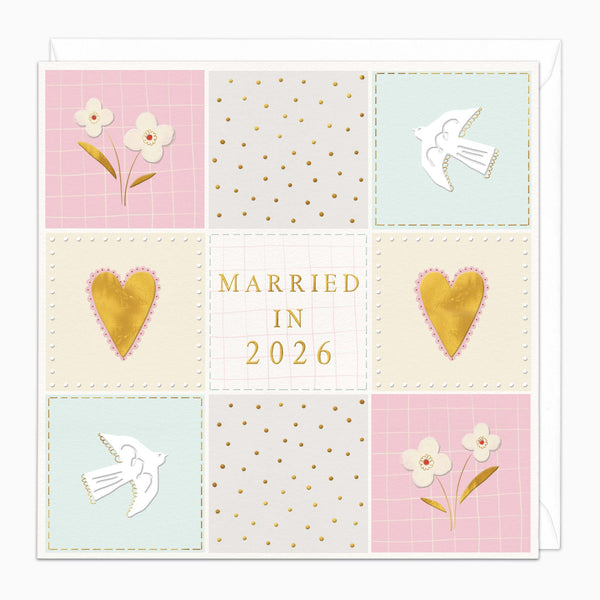 Greeting Card-G550 - Pastel Block Married in 2026 Card-Whistlefish
