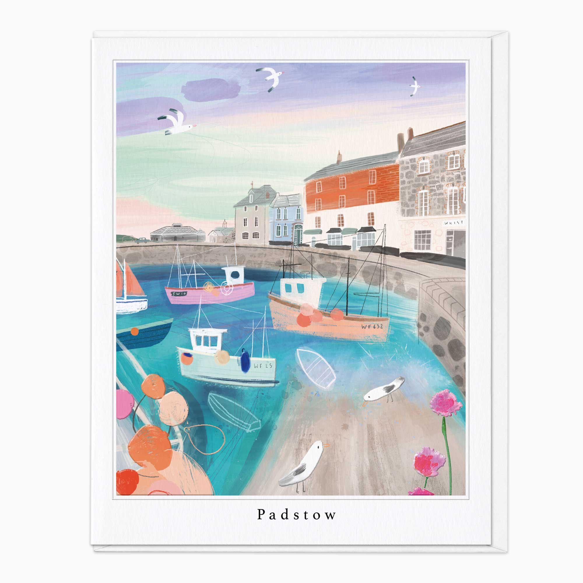 Greeting Card-G320 - Pastel Padstow Art Card-Whistlefish