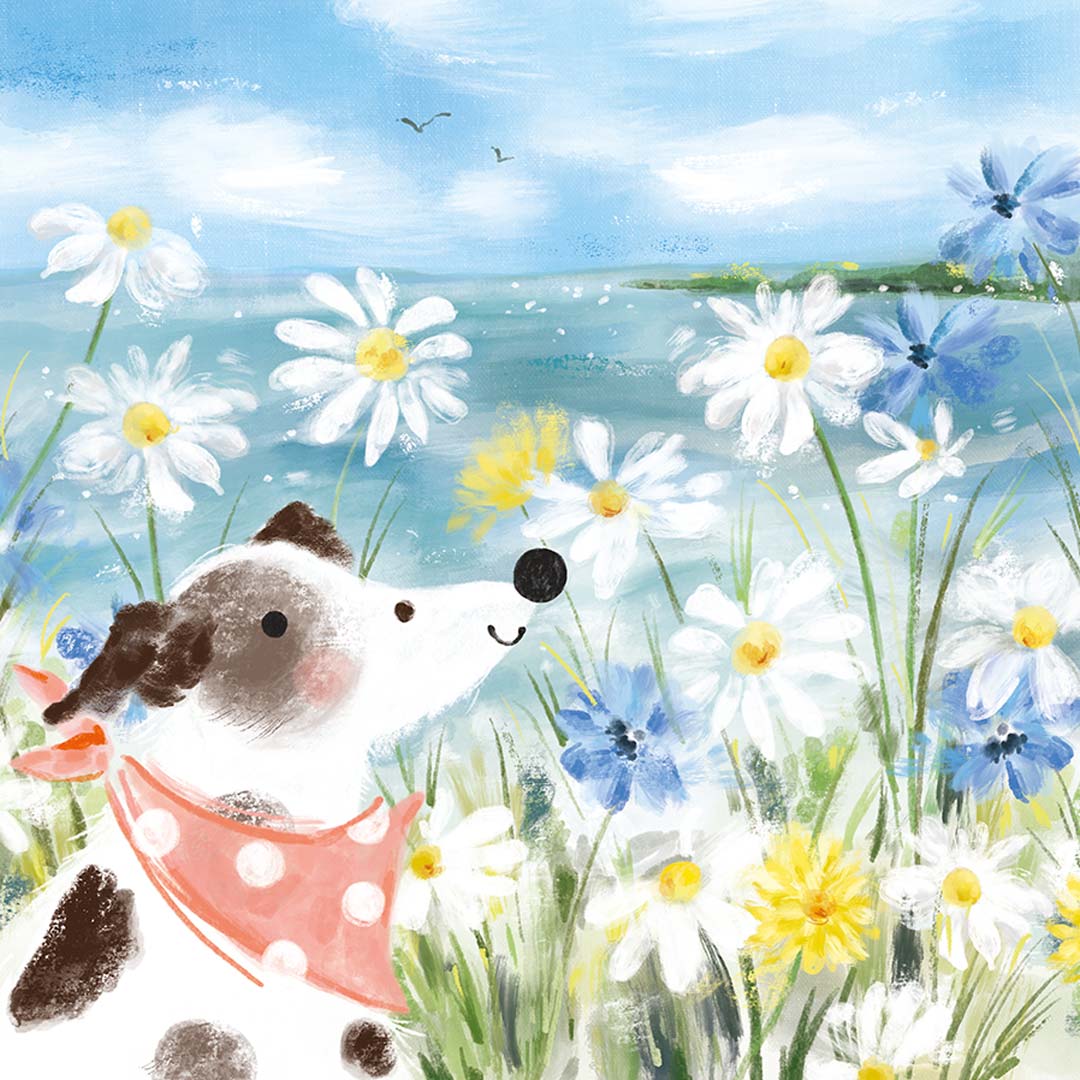 Print-WF1158P - Patch and the Daisies Art Print-Whistlefish